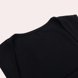 Bow Detail Crop Top  Square Neck Black Cotton Blend - Product detail 6