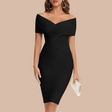 Classic Off-Shoulder Cocktail Dress  V-Neck Bodycon Design - Product detail 7