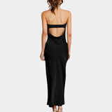 Satin Evening Gown  Strapless Emerald Maxi Dress - Product example