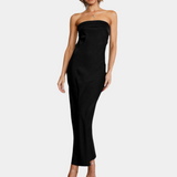 Satin Evening Gown  Strapless Emerald Maxi Dress - Product detail 9