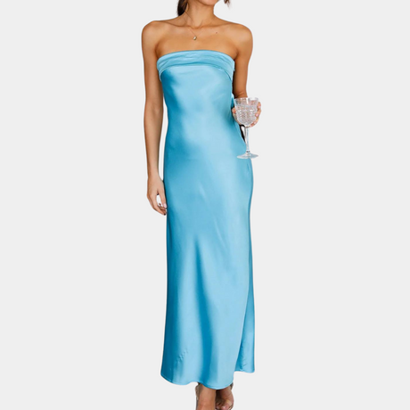 Satin Evening Gown  Strapless Emerald Maxi Dress - Product detail 8