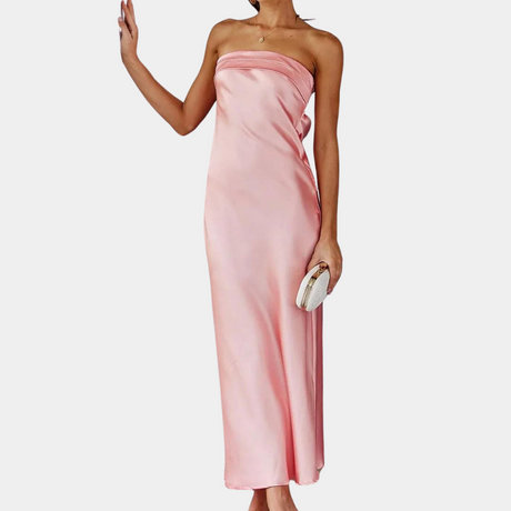 Satin Evening Gown  Strapless Emerald Maxi Dress - Product detail 11