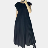 Summer Pleated Maxi Dress  Flowing Yellow Polyester Design - Product detail 11