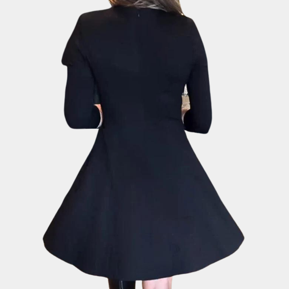 Womens A-Line Dress  Elegant Long Sleeve Zipper Design - Product example