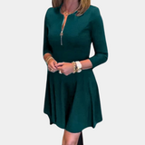 Womens A-Line Dress  Elegant Long Sleeve Zipper Design - Product detail 6