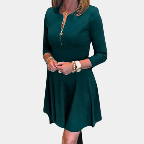 Womens A-Line Dress  Elegant Long Sleeve Zipper Design - Product detail 6