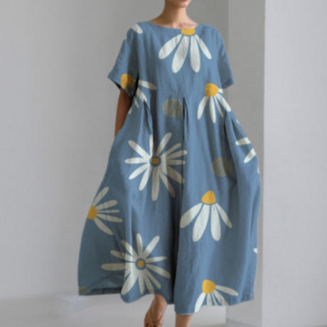 Modern Abstract Cotton Dress  Monochrome Mountain Pattern - Product detail 10