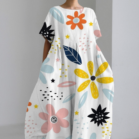 Modern Abstract Cotton Dress  Monochrome Mountain Pattern - Product detail 8