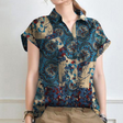 Bohemian Floral Blouse  Blue Paisley Cotton Pattern - Product detail 7