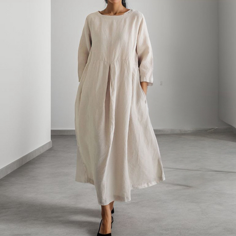 Linen Maxi Dress  Flowing A-Line Design With Pockets - Product detail 8