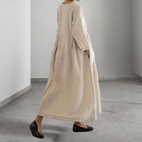 Linen Maxi Dress  Flowing A-Line Design With Pockets - Product detail 5