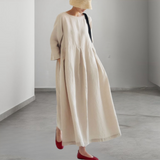 Linen Maxi Dress  Flowing A-Line Design With Pockets - Product detail 4