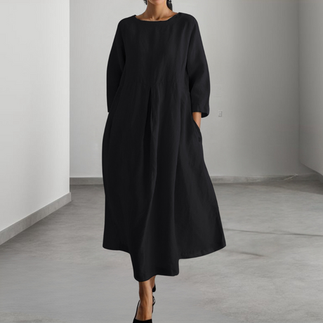Linen Maxi Dress  Flowing A-Line Design With Pockets - Product detail 9