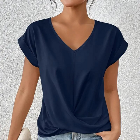 Essential V-Neck Top  Draped Cotton Blend Design - Product detail 9