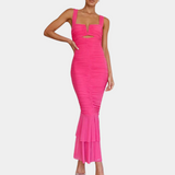 Fishtail Maxi Dress  Ruched Square Neck Design - Product detail 6