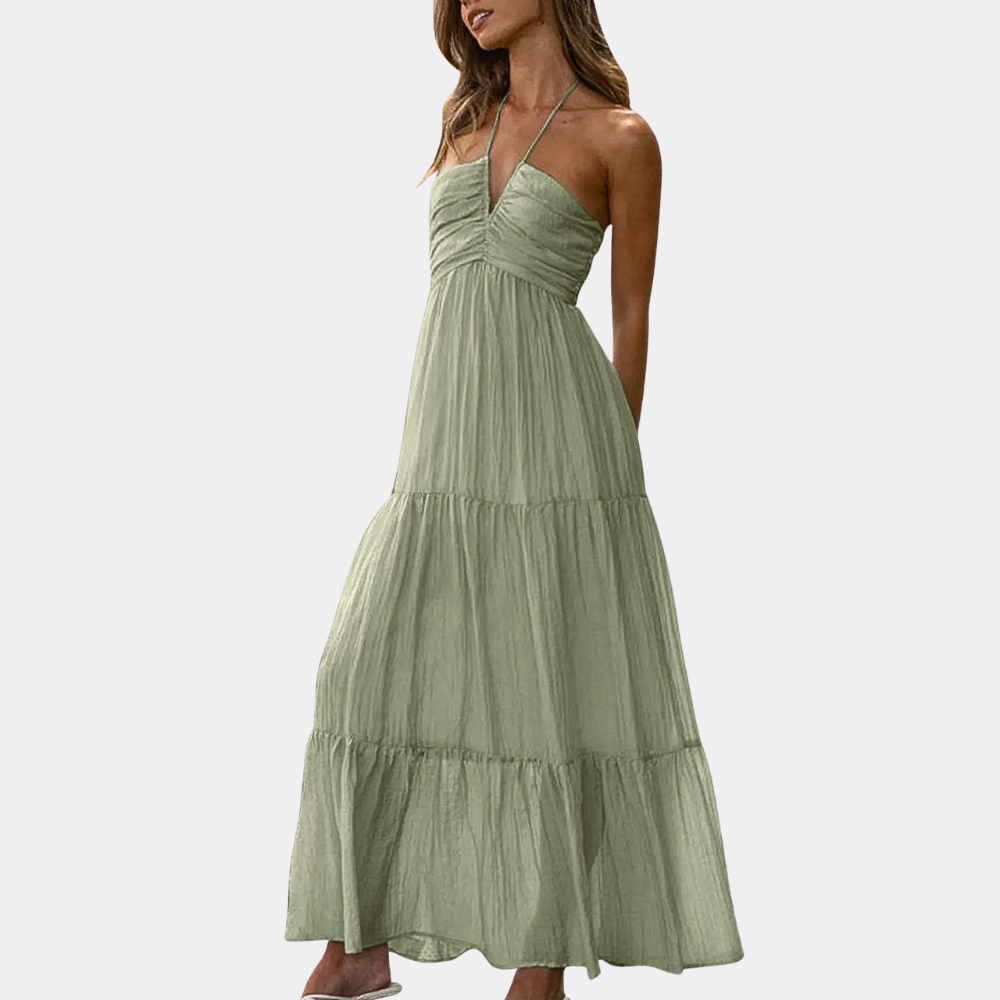Floral Halter Maxi Dress  Lightweight Summer Cotton Blend - Product detail 9