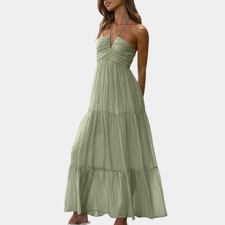 Floral Halter Maxi Dress  Lightweight Summer Cotton Blend - Product detail 9