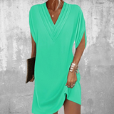 V-Neck Split Sleeve Dress  Elegant Black Knee-Length Design - Product detail 9