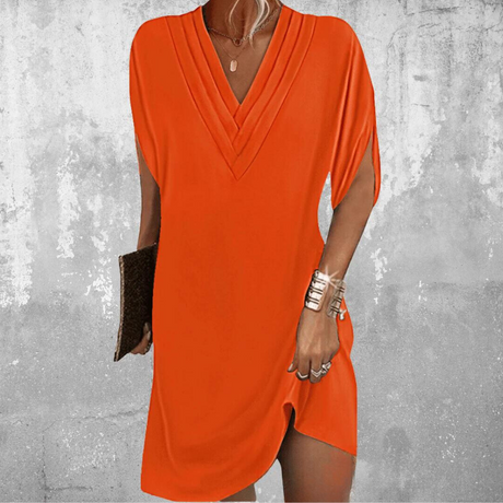 V-Neck Split Sleeve Dress  Elegant Black Knee-Length Design - Product detail 10