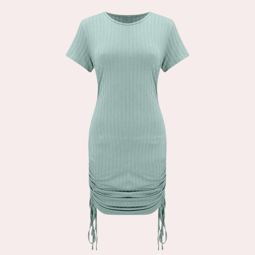 Fitted Cotton Mini Dress  Ruched Side Detail - Product detail 5