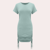 Fitted Cotton Mini Dress  Ruched Side Detail - Product detail 5