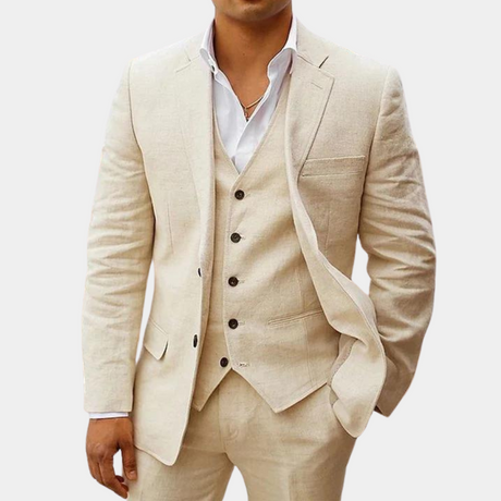 Mens Linen Three-Piece Suit  Classic Slim Fit Summer Design - Product detail 6