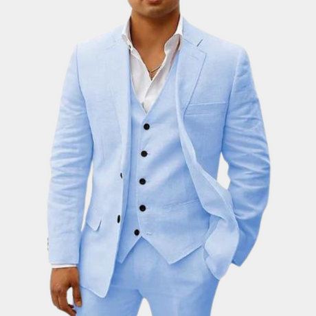 Mens Linen Three-Piece Suit  Classic Slim Fit Summer Design - Product detail 9