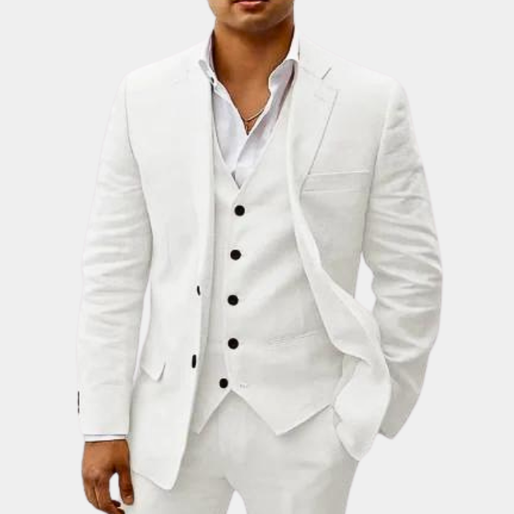 Mens Linen Three-Piece Suit  Classic Slim Fit Summer Design - Product detail 10