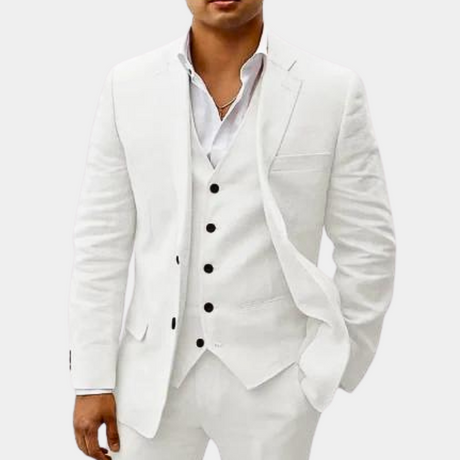 Mens Linen Three-Piece Suit  Classic Slim Fit Summer Design - Product detail 10