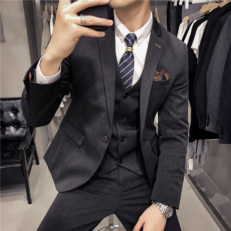 Classic Three Piece Suit  Premium Black Business Attire - Product detail 9