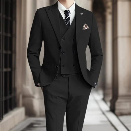 Classic Three-Piece Suit  Grey Cotton Slim-Fit Design - Product detail 8