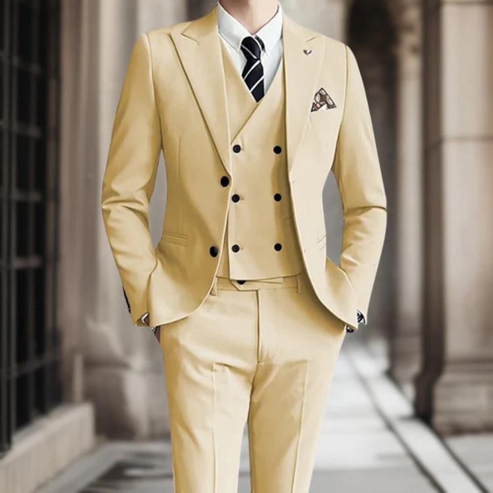 Classic Three-Piece Suit  Grey Cotton Slim-Fit Design - Product detail 10