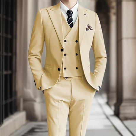 Classic Three-Piece Suit  Grey Cotton Slim-Fit Design - Product detail 10