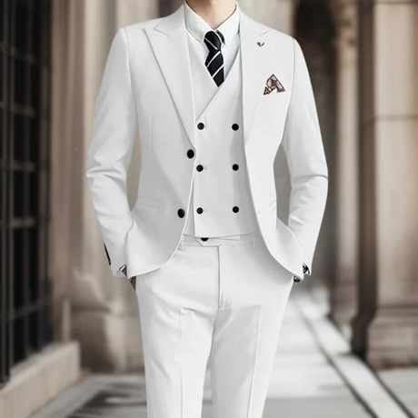 Classic Three-Piece Suit  Grey Cotton Slim-Fit Design - Product detail 11