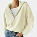 Half Zip Cotton Sweater  Ribbed Knit Loungewear - Product detail 7