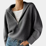 Half Zip Cotton Sweater  Ribbed Knit Loungewear - Product detail 11
