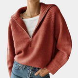 Half Zip Cotton Sweater  Ribbed Knit Loungewear - Product detail 12
