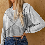Geometric Cotton Sweatshirt  Two-Tone Patchwork Design - Product example