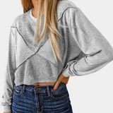 Geometric Cotton Sweatshirt  Two-Tone Patchwork Design - Detailed view