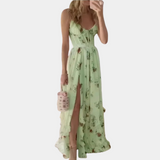 Floral Maxi Dress  Sage Green Split Front Design - Product detail 5