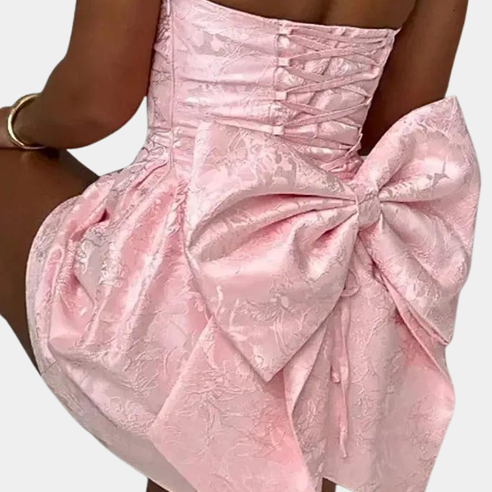 Strapless Cocktail Dress  Structured Jacquard Pattern - Product detail 4