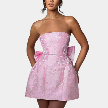 Strapless Cocktail Dress  Structured Jacquard Pattern - Product detail 7