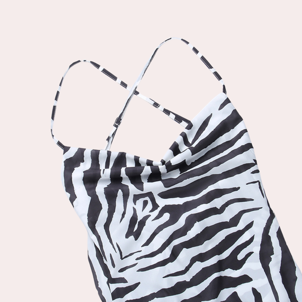 Zebra Print Maxi Dress  Backless Evening Gown - Product detail 5