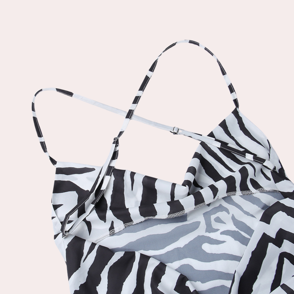 Zebra Print Maxi Dress  Backless Evening Gown - Product detail 6