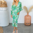Floral Midi Dress  Smocked Waist Green Botanical Print - Product detail 6