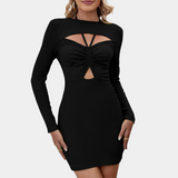 Cutout Long Sleeve Dress  Ruched Front Detail - Product example