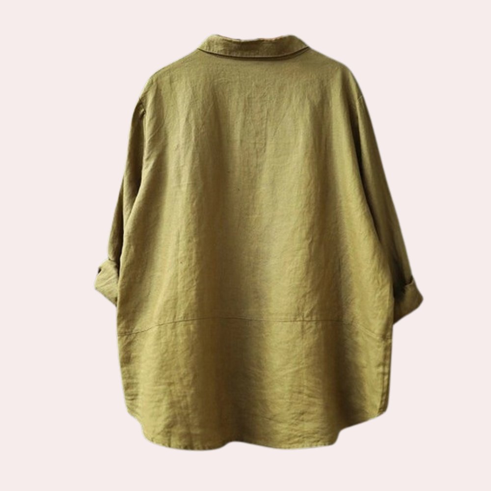 Cotton Linen Summer Shirt  Relaxed Fit with Chest Pocket - Product example