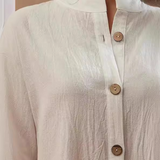 White Cotton Maxi Dress  Button-Front Classic Design - Product detail 4