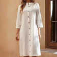 White Cotton Maxi Dress  Button-Front Classic Design - Product detail 5