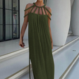 Pleated Maxi Dress  Braided Halter Neckline Design - Product detail 7